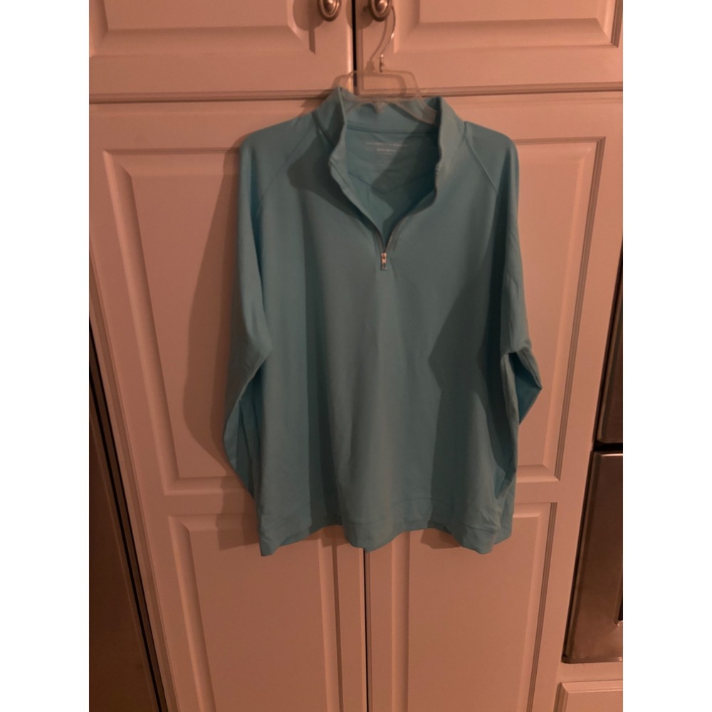 Holderness & Bourne Mens XXL DryLuxe Performance Quarter Zip Pullover Blue Tailo